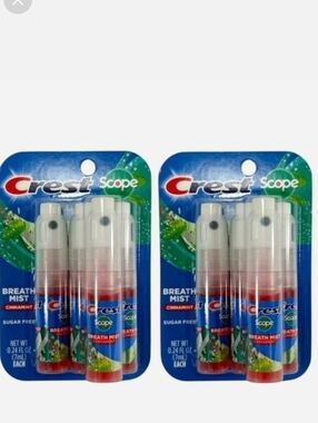 2 Pks Crest Scope Breath Mist Cinnamint Sugar Free Instant Freshness 8 Bottles
